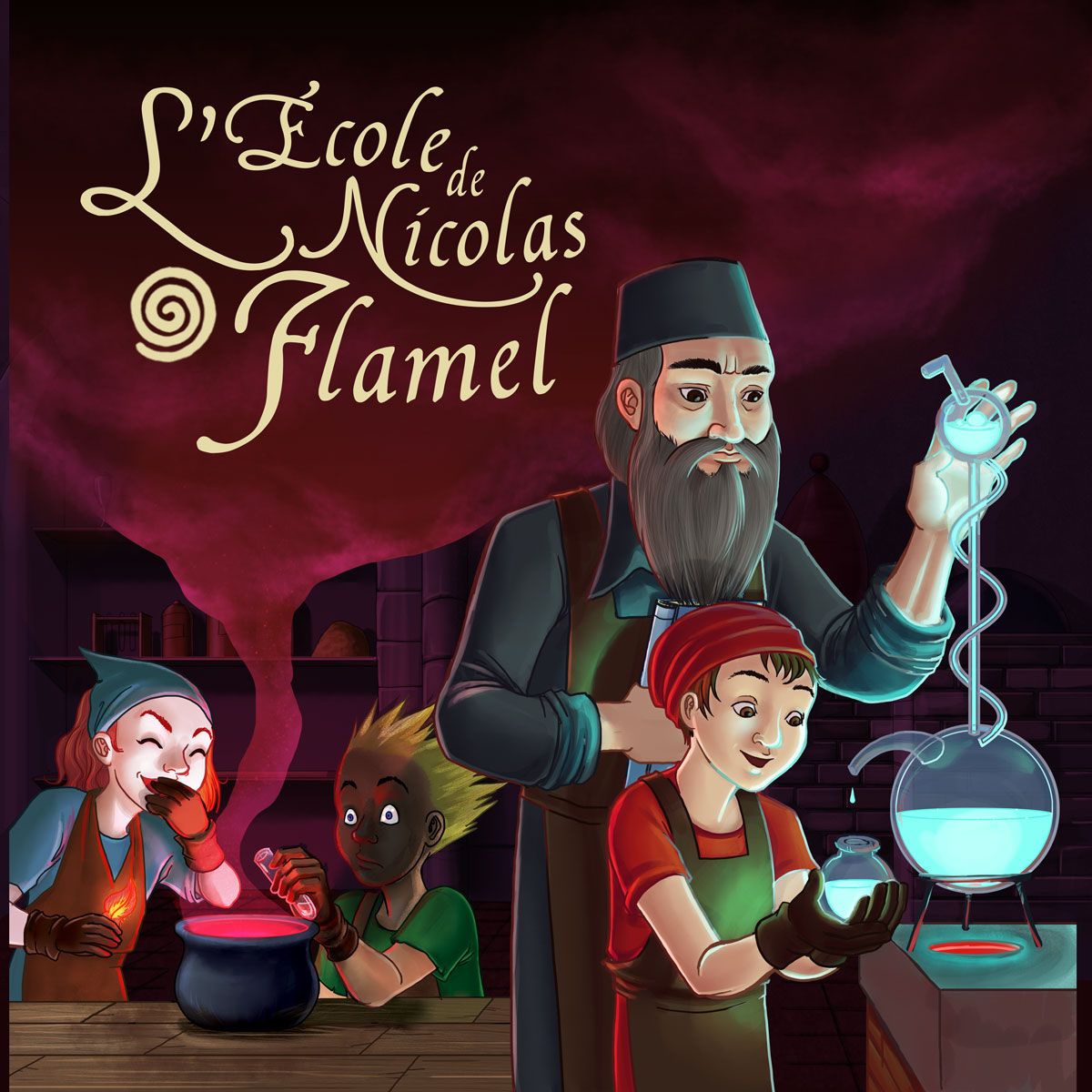 Illustration de la boite du jeu L'Ecole de Nicolas Flamel