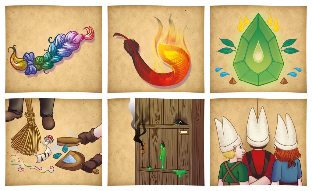 Illustrations pour le jeu de plateau l'école de Nicolas flamel