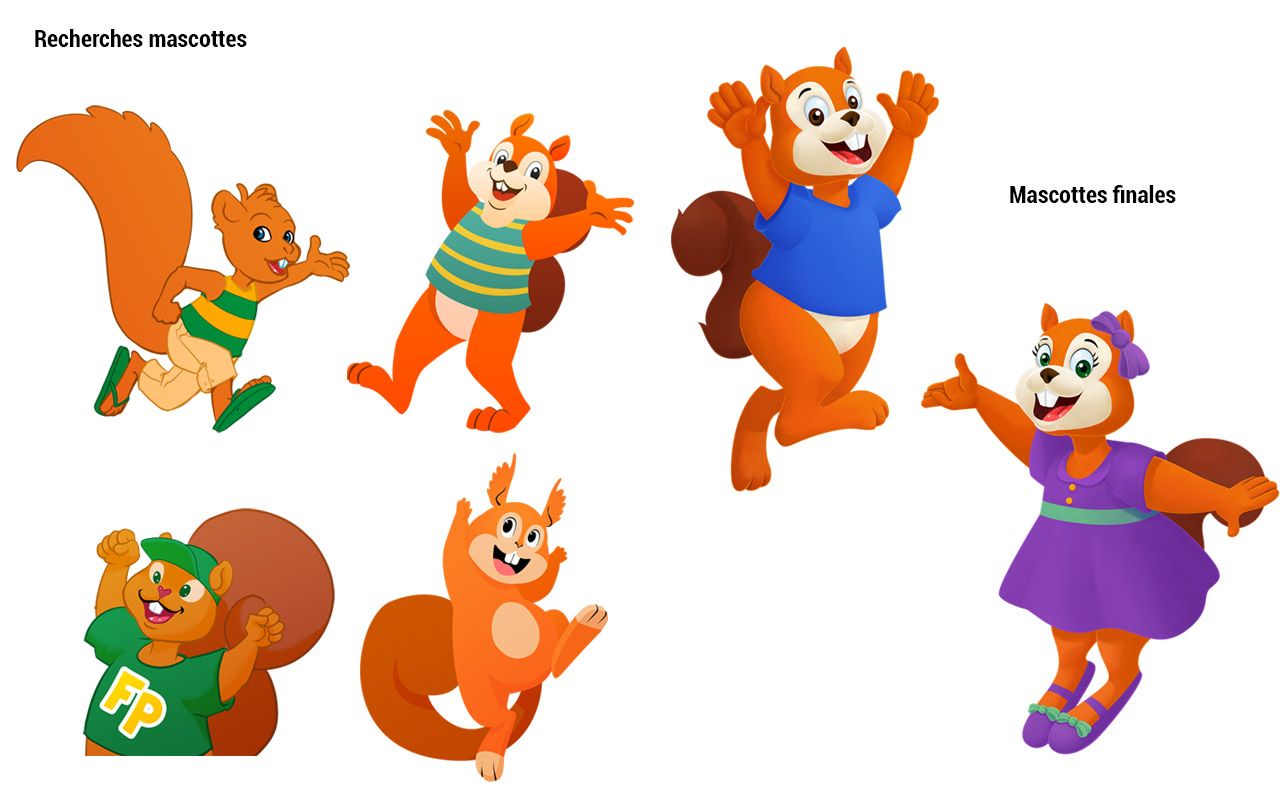 Mascottes de Family Park pour l'agence Com Y Media